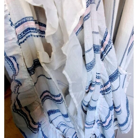 Time & Tru 2XL  Striped Spaghetti Strap Maxi Dress Beach Cottagecore Embroidered - Picture 6 of 8